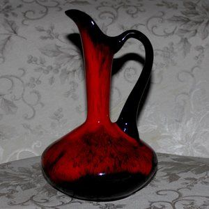 Vintage Orange and Black Drip Glaze Pitcher Vase | Vintage Canuck Pottery